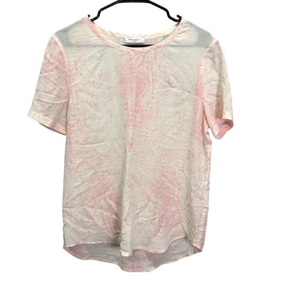 Equipment Femme Tops - Equipment Femme Silk Crocodile Print Short Sleeve Top Pink White Size S